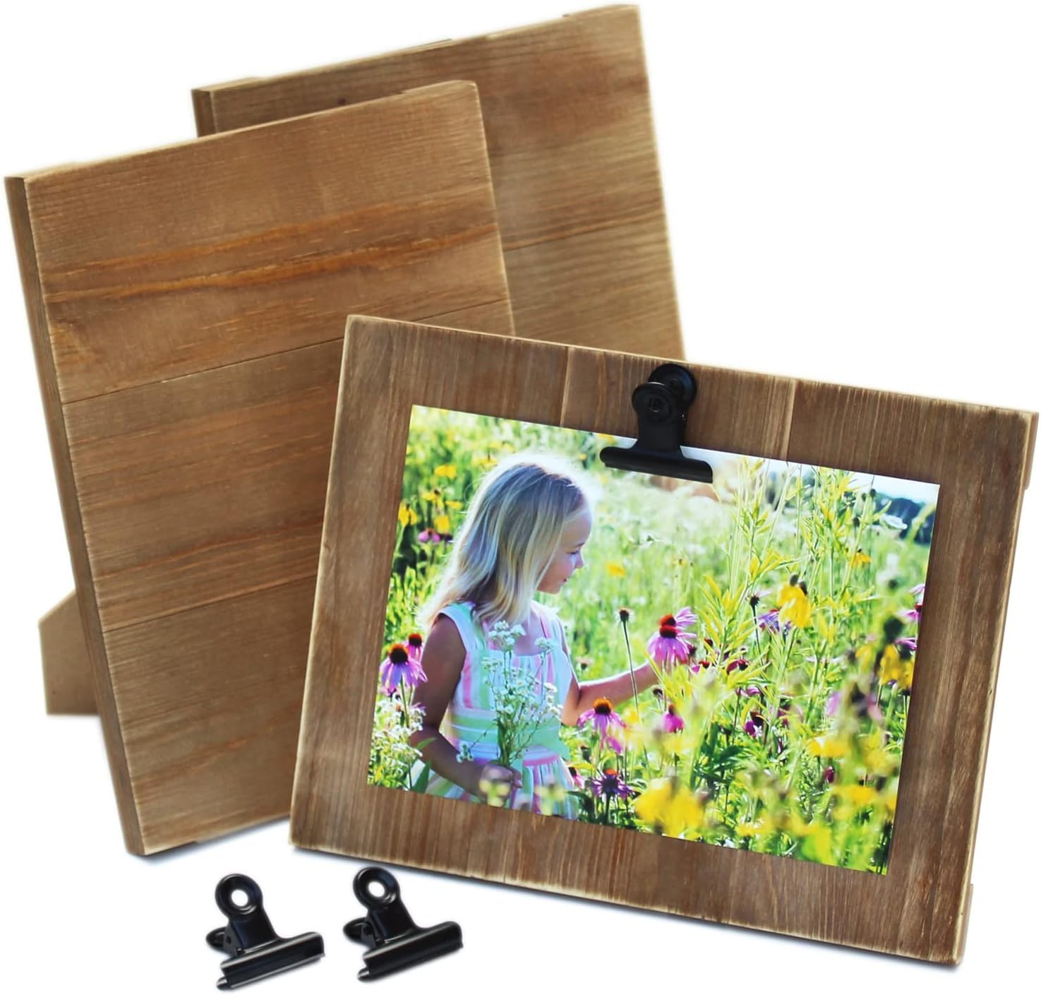 Brown Rustic Wooden Pictures Frames with Clips. 5x7 Clip
