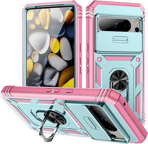 Miniatura 1 de Ysnzaq Funda bicolor para Google Pixel 8 Pro de 6.7 pulgadas, grado militar, a prueba de golpes, con función atril para Google Pixel 8 Pro MQ, verde