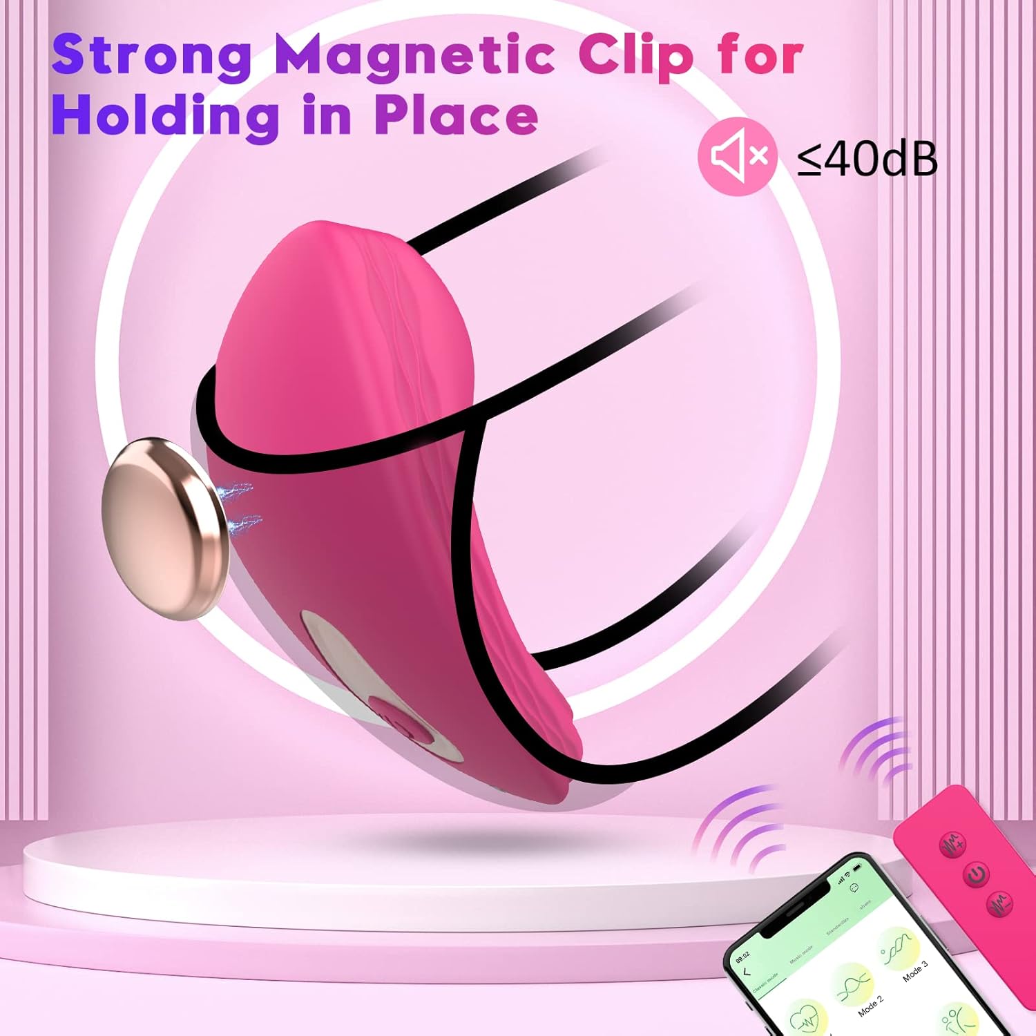 APP & Remote Control Wearable Vibrator Vibrating Panties with Magnetic Clip, Silicone Clitoral Vagina Stimulator Clit Nipple Teaser Adult Toy with 10 Vibration for Women Couple and Beginners