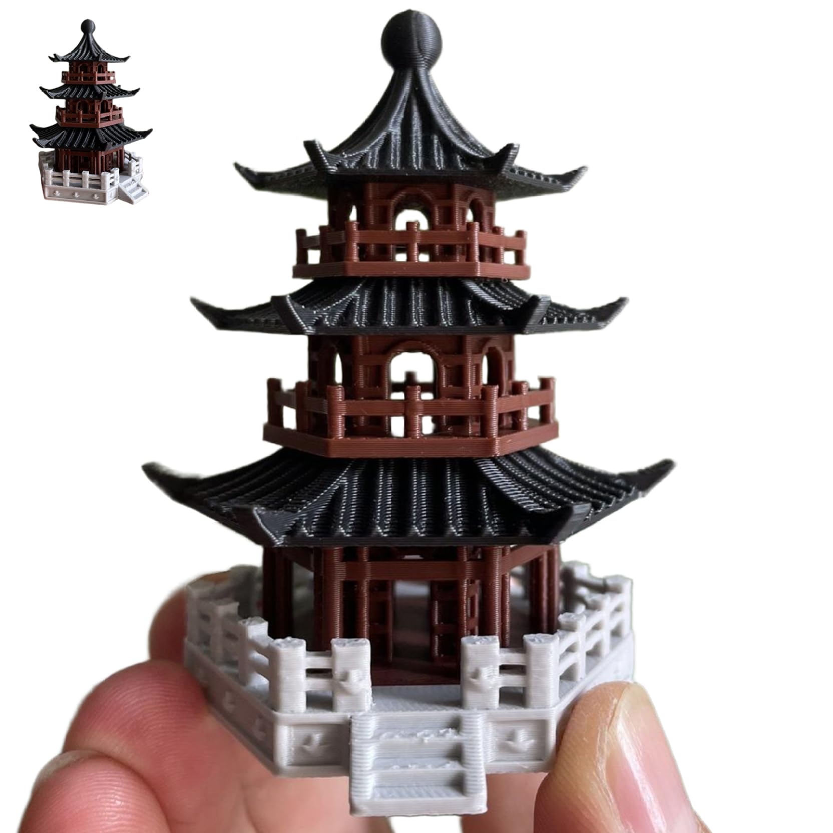 Vervevum Zen Garden Accessories, 1.9x2.9 Inch Plastic Japanese Chinese Mini Pavilion Pagoda For Bonsai Aquarium Micro Landscape Decorations, Zen Garden Accessories