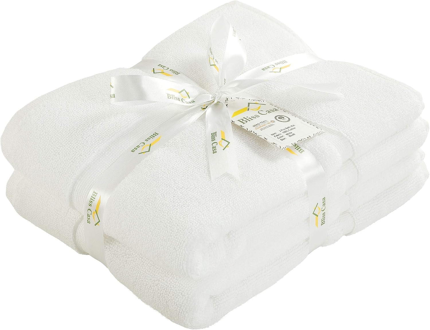 Bliss Casa Premium 100% Ring Spun Cotton Bath Mat, Bathroom Floor Towel Set - Pack of 2 Super Soft & Absorbent Luxury Hotel, Spa, Shower & Bath Tub Floor Mats Machine Washable 32"x20" (White)