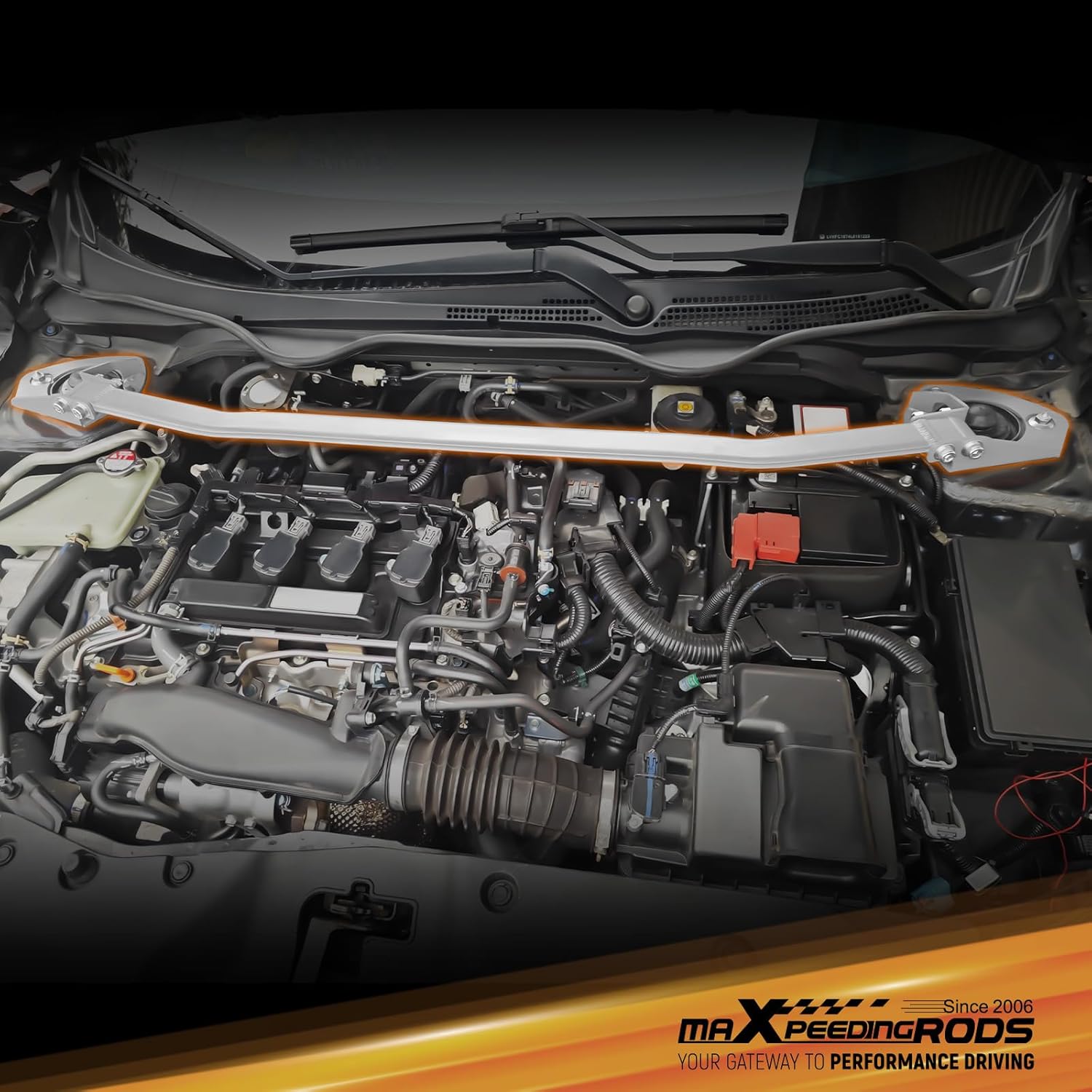 maXpeedingrods Front Strut Bar Compatible with Honda Civic 2016-2020 Aluminum Powder Coating Finished Strut Tower Brace