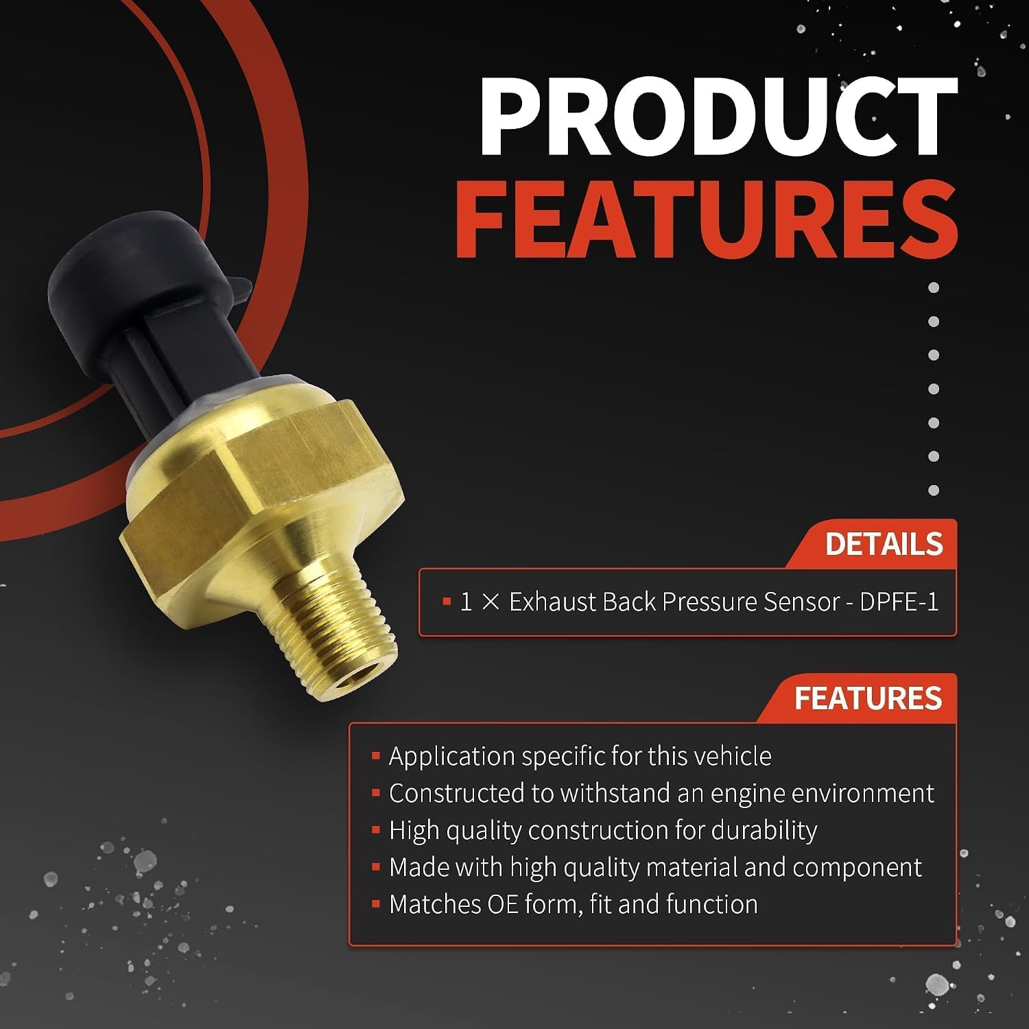 DPFE3 Exhaust Back Pressure Sensor EBP Compatible with Ford Powerstroke 6.0L 7.3L V8 Diesel 1997-2003 1850353C1 1850353 1850353C2 F7TZ-9J460-AA SU2380 2134517 4C3Z-9J460-A 1C3Z-9J460-A