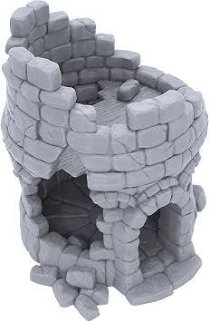 Ruined Town Tower by Makers Anvil, 3D Printed Tabletop RPG Scenery and Wargame Terrain for 28mm Miniatures