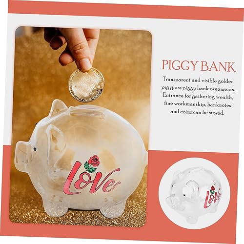 Miniatura 9 de Vaguelly Glass Piggy Bank Pig Money Bank Kids Pig Sculpture Alcancias De para Adultos Piggy Paint Terrarium Decor Clear Piggy Bank for High