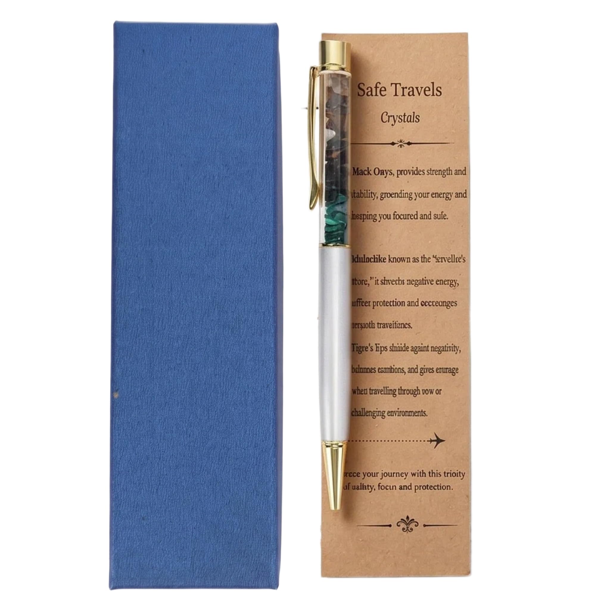 Arglfty Travel Gifts, 2-Piece Set: Crystal Pen & Inspirational Kraft Card, Crystal Gifts for Women, Men, Travellers and Travel Lovers, Thoughtful Gift, Ideas Present for Someone Going Travelling