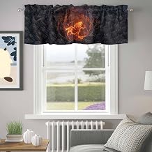Window Valance Short Curtain Nature Volcanic Lava Crater Rod Pocket Kitchen Curtains Valances Abstract Volcano Dark Abyss Fire Windows Treatment for Bedroom Living Room Bathroom 54x18in,1 Panel