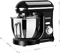 Vista 4 de Kitchen Stand Mixer, 6.5 Quart, 6 Speed Tilt-Head Kitchen Mixer, Electric Food Mixer with Dough Hook, Wire Whip, Beater, Black