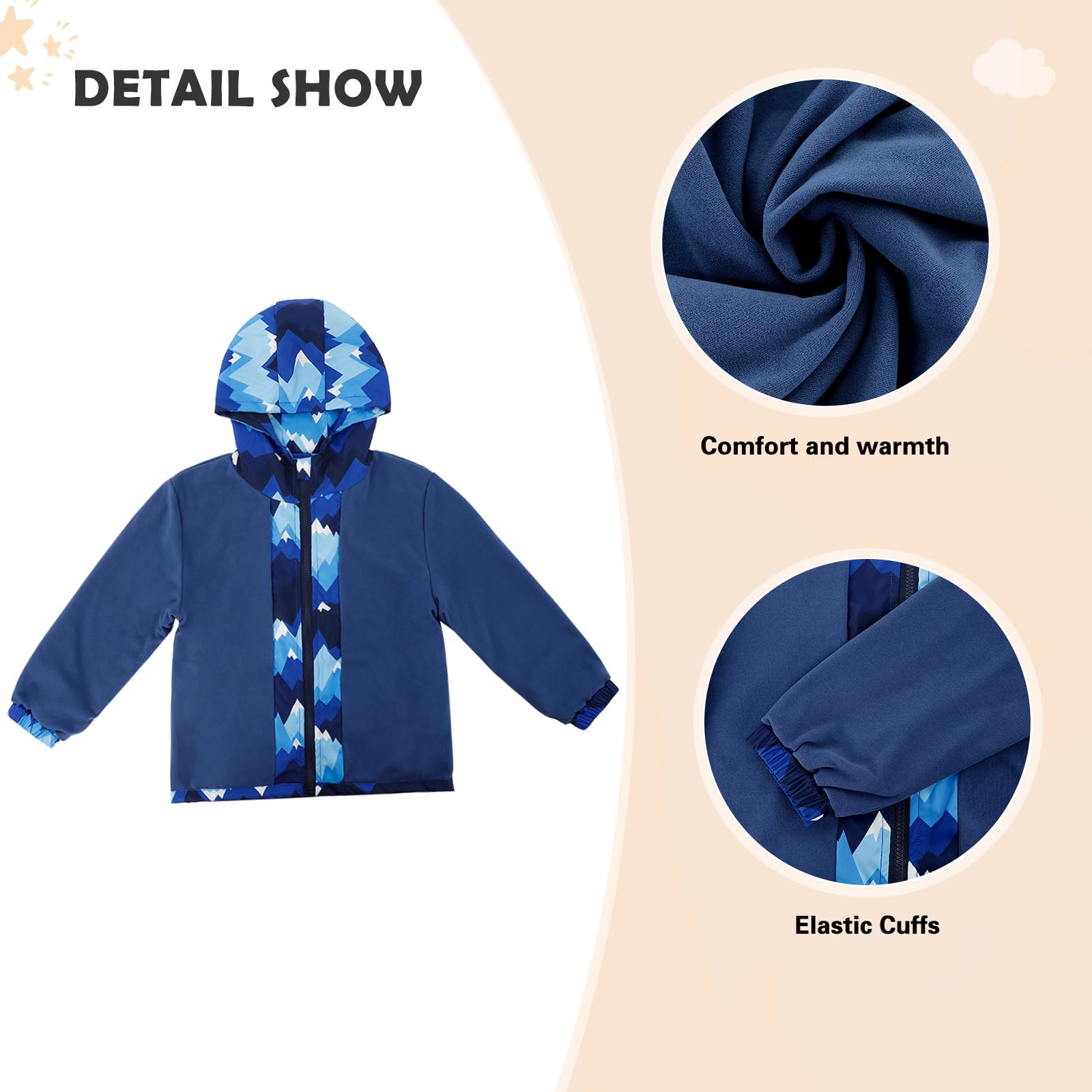 LACOFIA Chaqueta Impermeable para Niños con Forro Polar Cazadora Cortavientos Abrigos Cálida con Capucha Chubasquero Otoño/Invierno para Niños 3~12 años