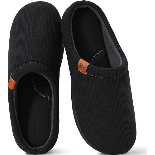Men's House Slippers with Arch Support Coolmax® Comfy Memory Foam Slippers for Men Indoor and Outdoor Slip On Shoes | Moisture-wicking | Breathable | Closed-toe/Open-toe