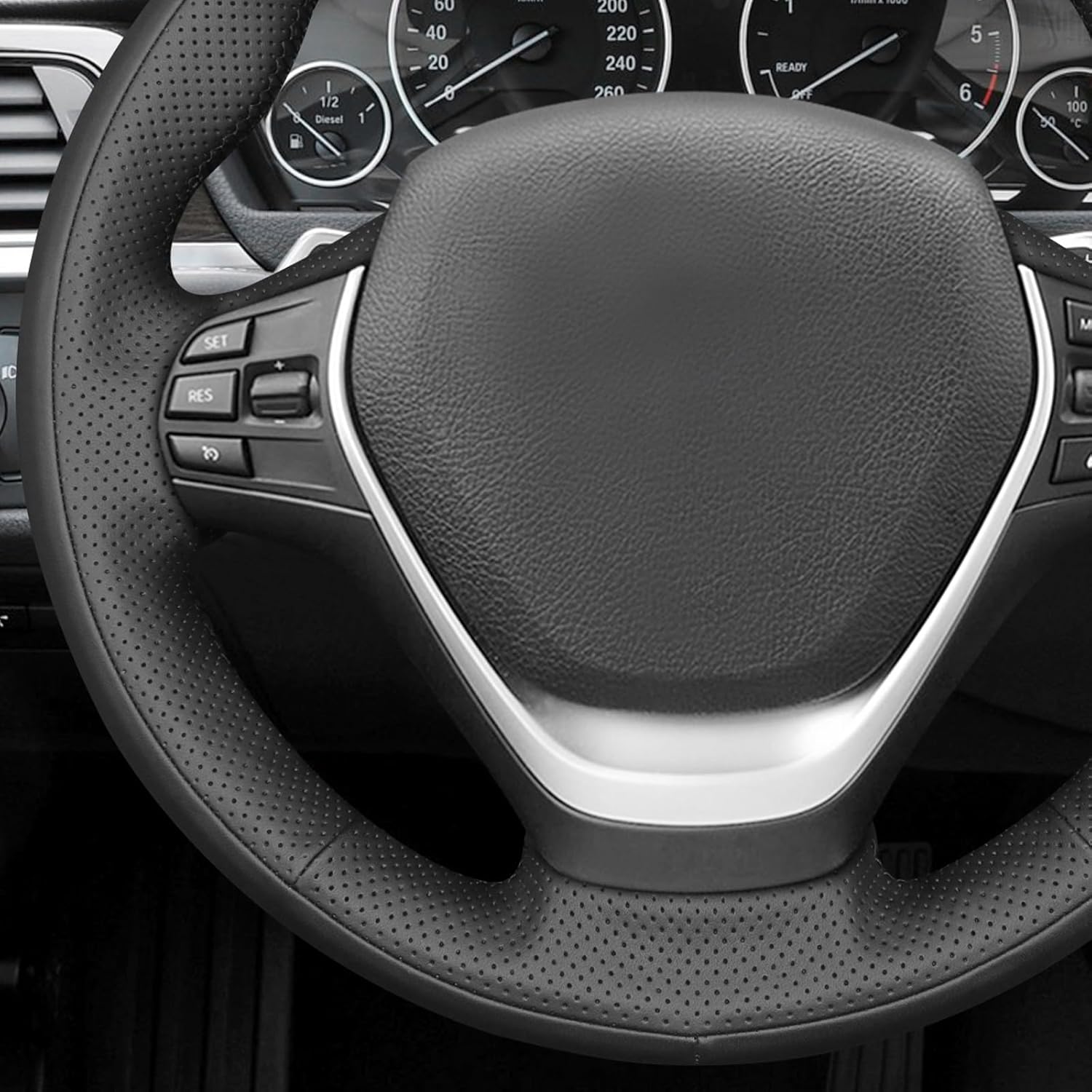 MEWANT Hand Stitched 3D Style Steering Wheel Cover Wrap for BMW 2 Series F22/F23 2014-2020/3 Series F30/F34 2012-2018/4 Series F32/F33/F36 2014-2020