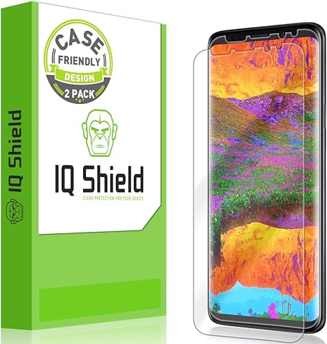 IQShield Protector de pantalla compatible con Galaxy S9 Plus (paquete de 2) (compatible con fundas) Película de TPU transparente antiburbujas