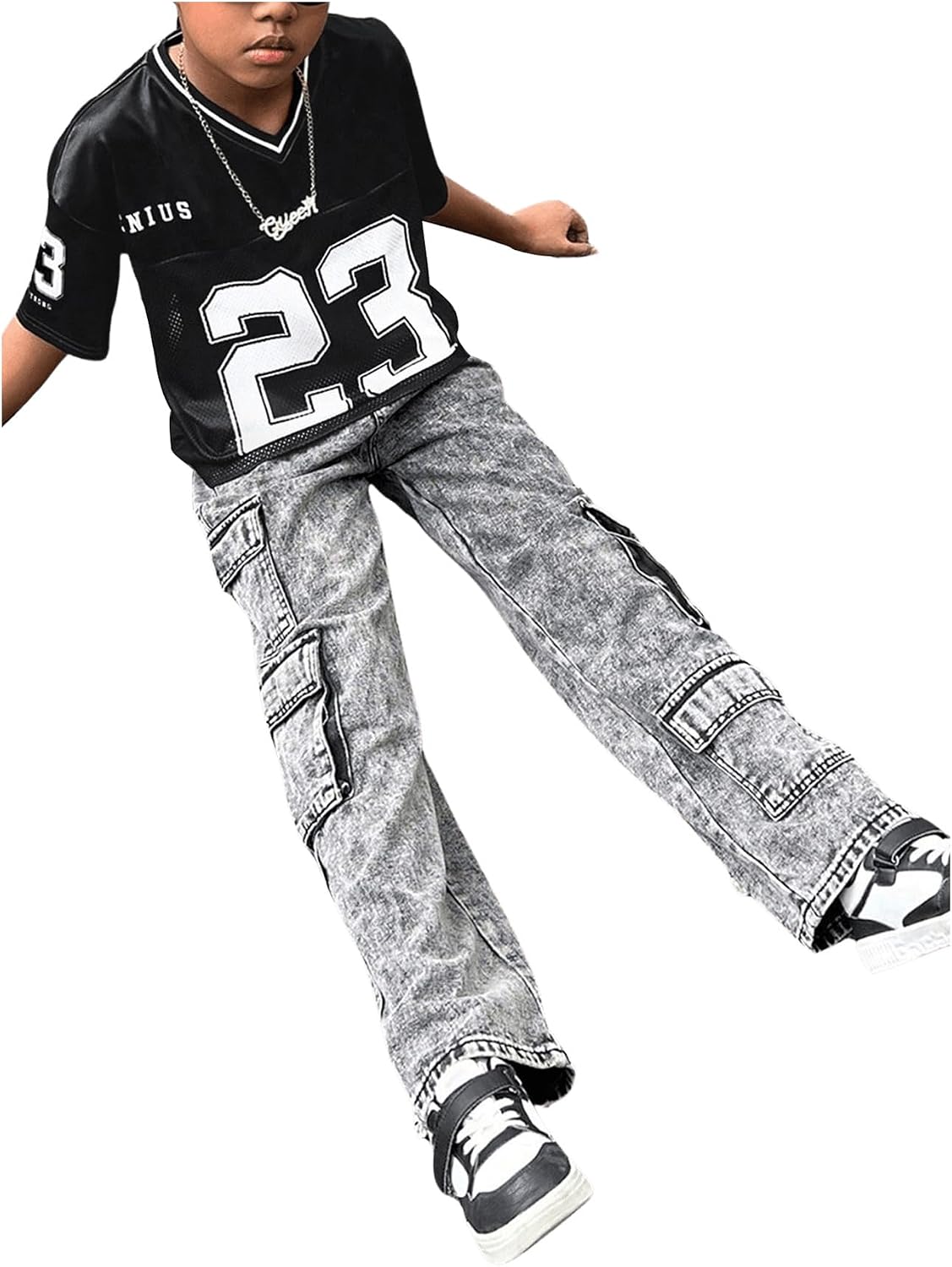SOLY HUX Girl's Summer Jersey Shirts V Neck Short Sleeve Graphic Tees Oversized T-Shirt Tops