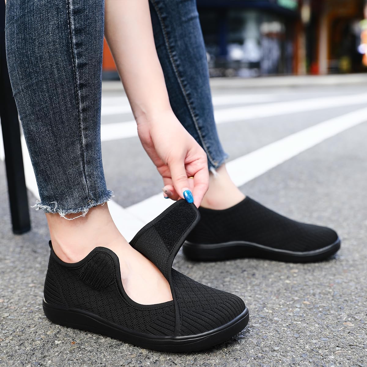 Extra Wide Diabetic Shoes for Women Adjustable Closure Barefoot Slipper Comfortable Walking Lightweight and Breathable