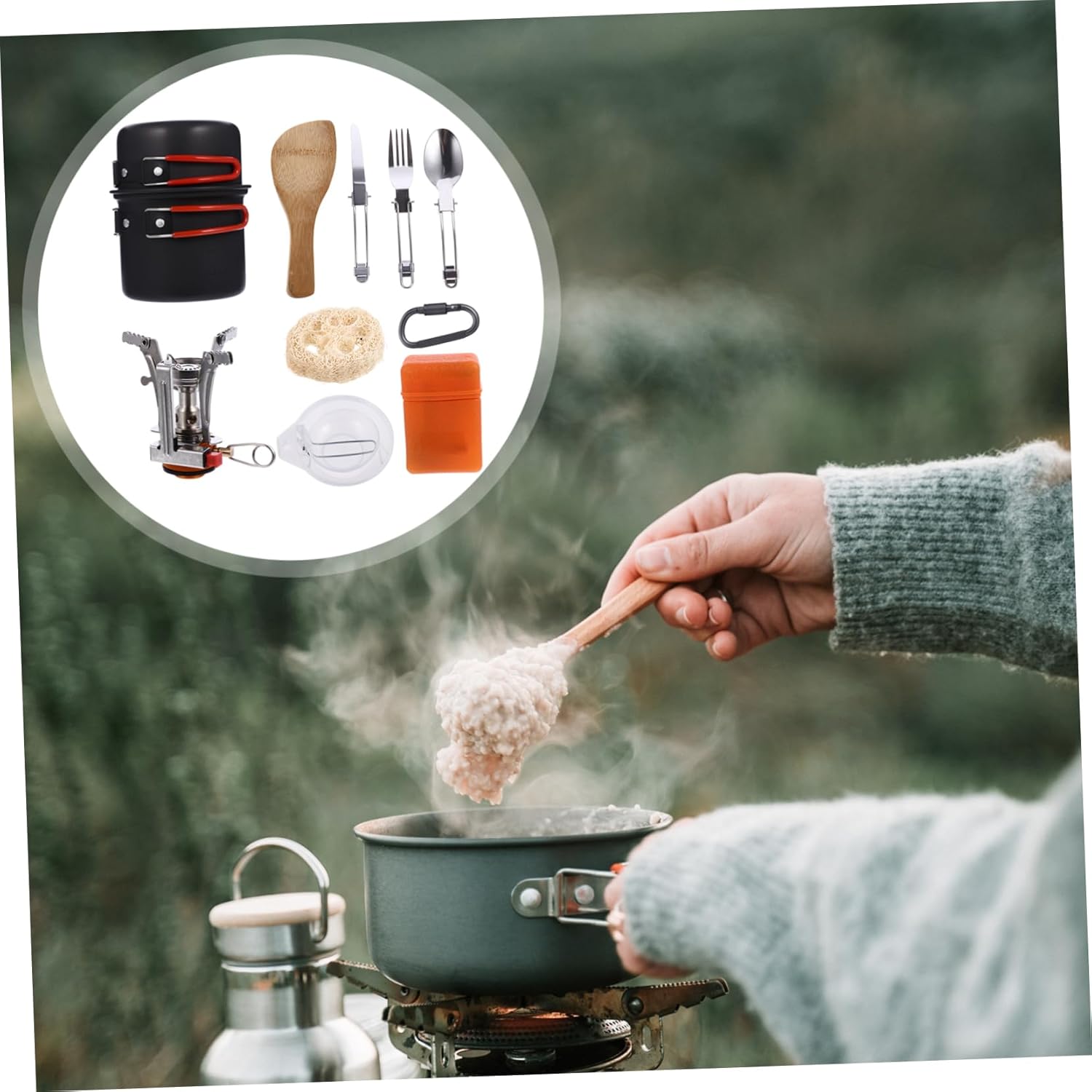 Balacoo 1set Portable Camping Cookware Lightweight Bowl and Pot for People Outdoor Cooking Gear for Hiking and Picnics and Convenient Cooking Essentials