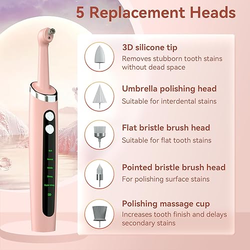 Miniatura 2 de Pulidor de dientes eléctrico profesional con 5 modos de limpieza, IPX6 impermeable USB recargable, para adultos y niños