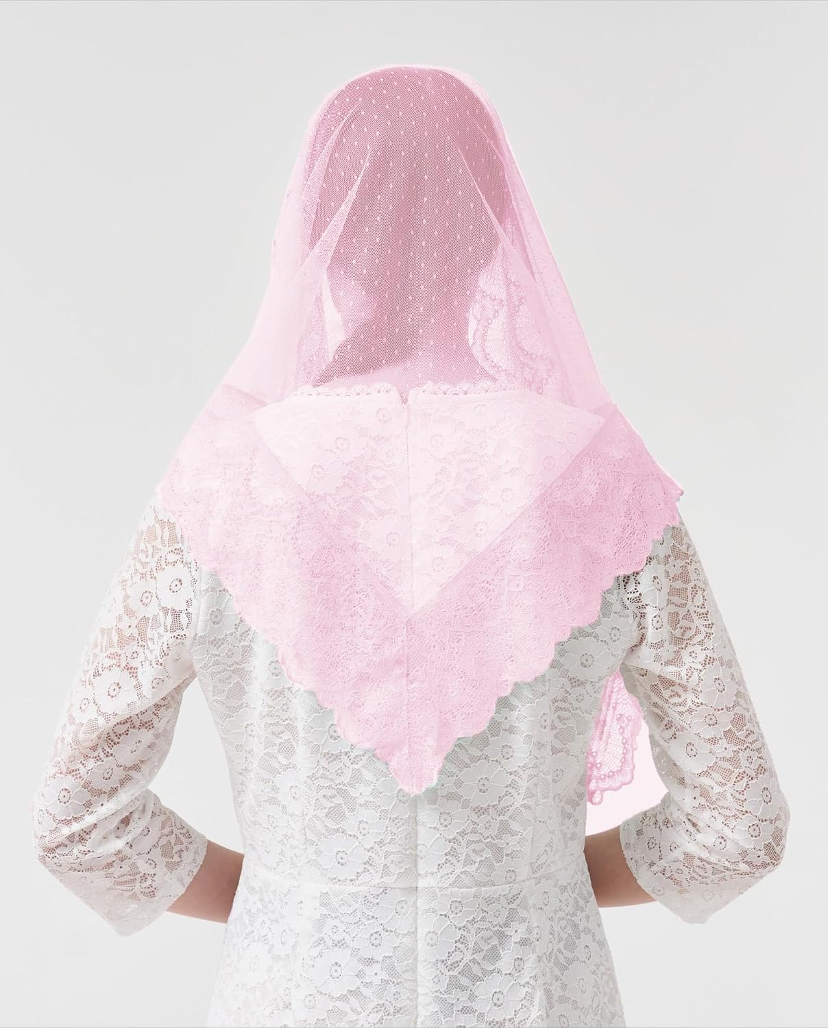 Leimandy Triangle Lace Chapel Veil Catholic Head Cover for Mass V98