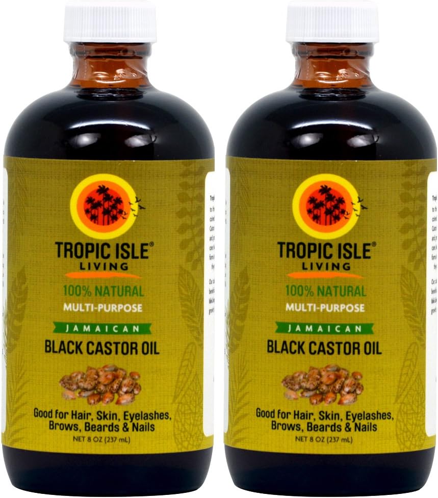 JBCO Tropic Isle Living- Jamaican Black Castor Oil-8oz Glass Bottle (2 Pack)