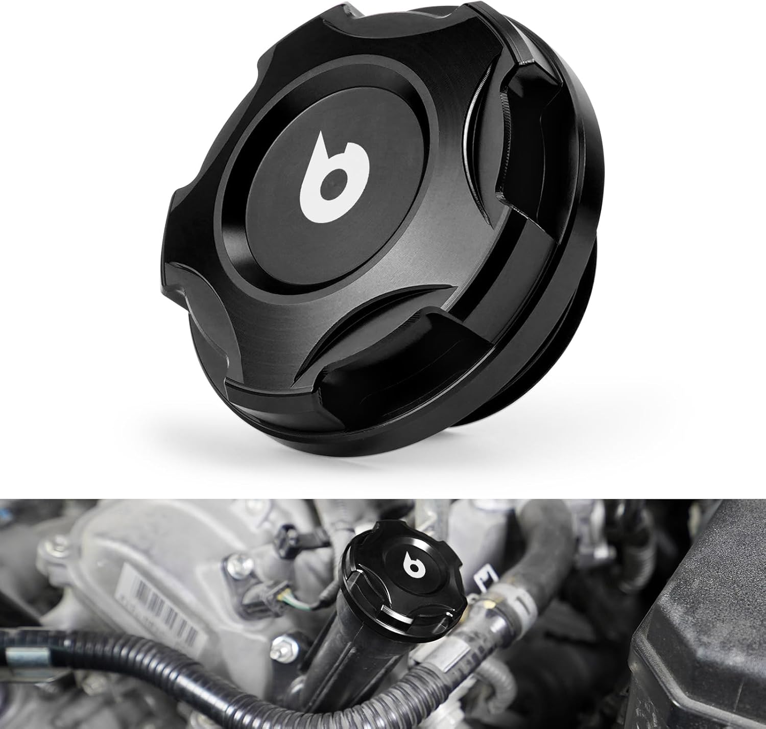 Bevinsee Oil Filtrar Cap Compatible with Toyota 4Runner, FJ Cruiser, Tundra 2012 2013 2014, Replaced 12180-31020, Engine Oil Filtrar Cap Aluminium Black