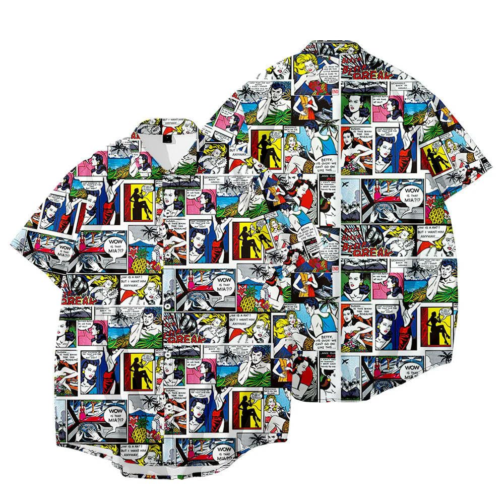 Hawaii Camisa Hombres Hawaiian Camisa Impreso Playa Solapa Camisa Casual Verano Manga Corta