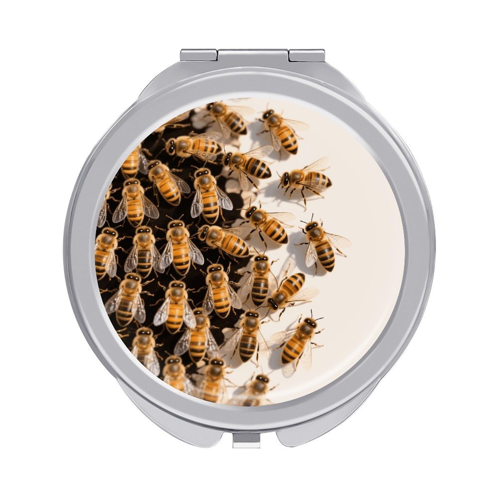 VstaDank Bees Travel Makeup Mirror 2 X /1 X Magnifying Mini Vintage Pocket Mirror for Purse Small Portable Folding Small Round Mirrors Portable Vanity Mirrors for Women