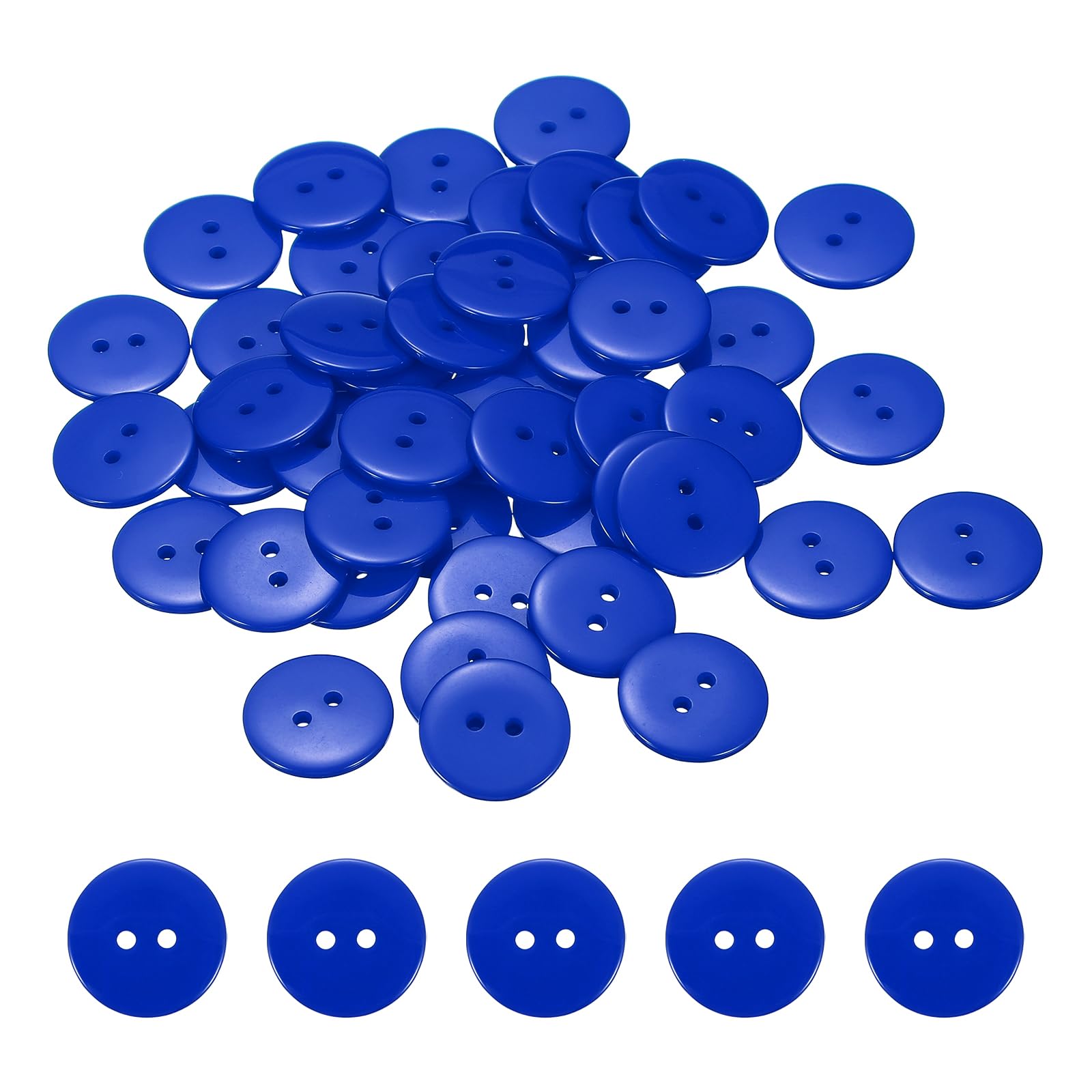 sourcing map 50pcs Resin Sewing Button, 28mm (1-1/8-inch) 2 Holes Round Craft Decorative Buttons for Coat Clothes Holiday Decoration, Dark Blue