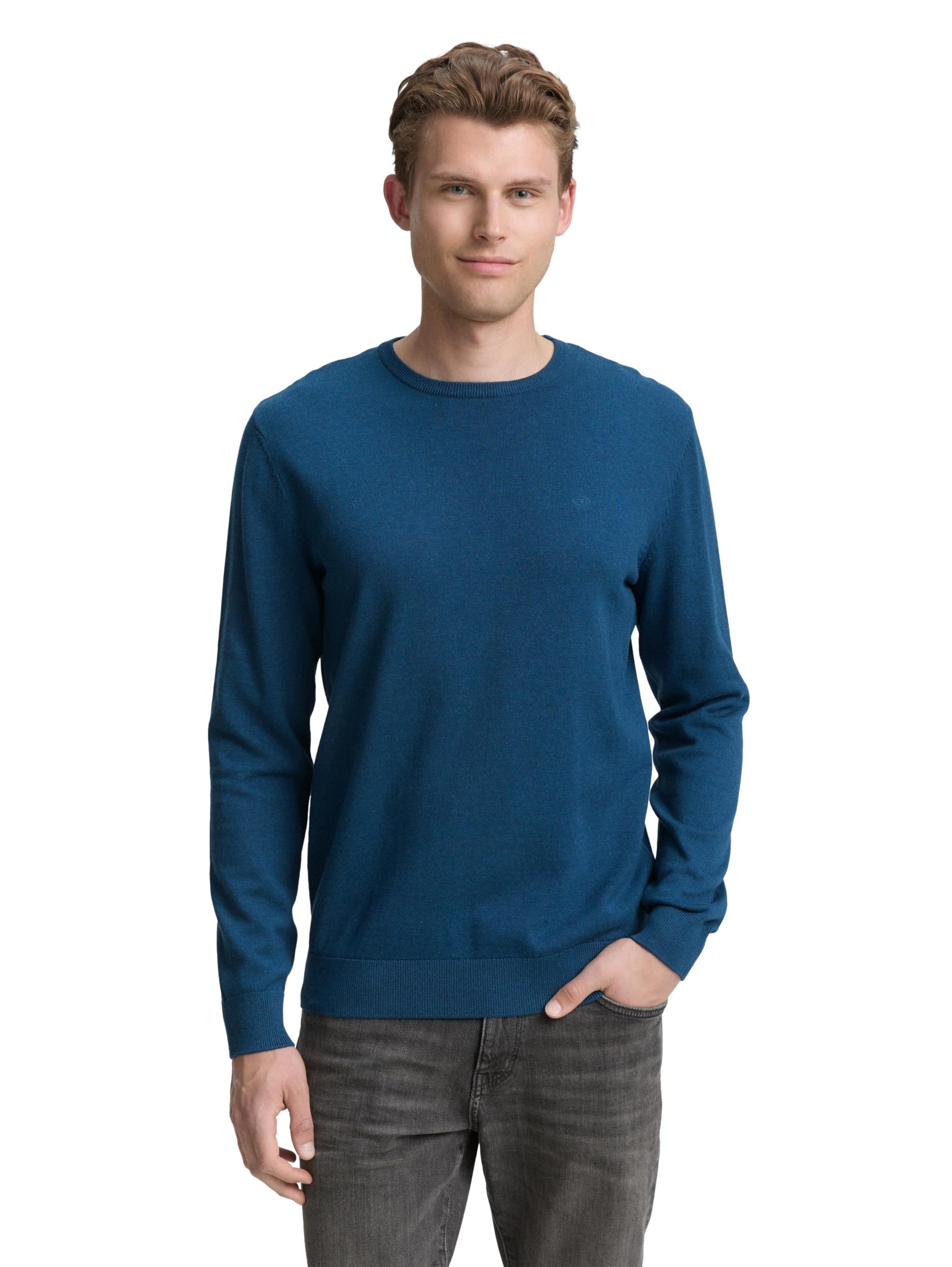 TOM TAILOR Men's 1012819 Pullover Sweater, 27949-Ultra Marine Blue Melange, XXS