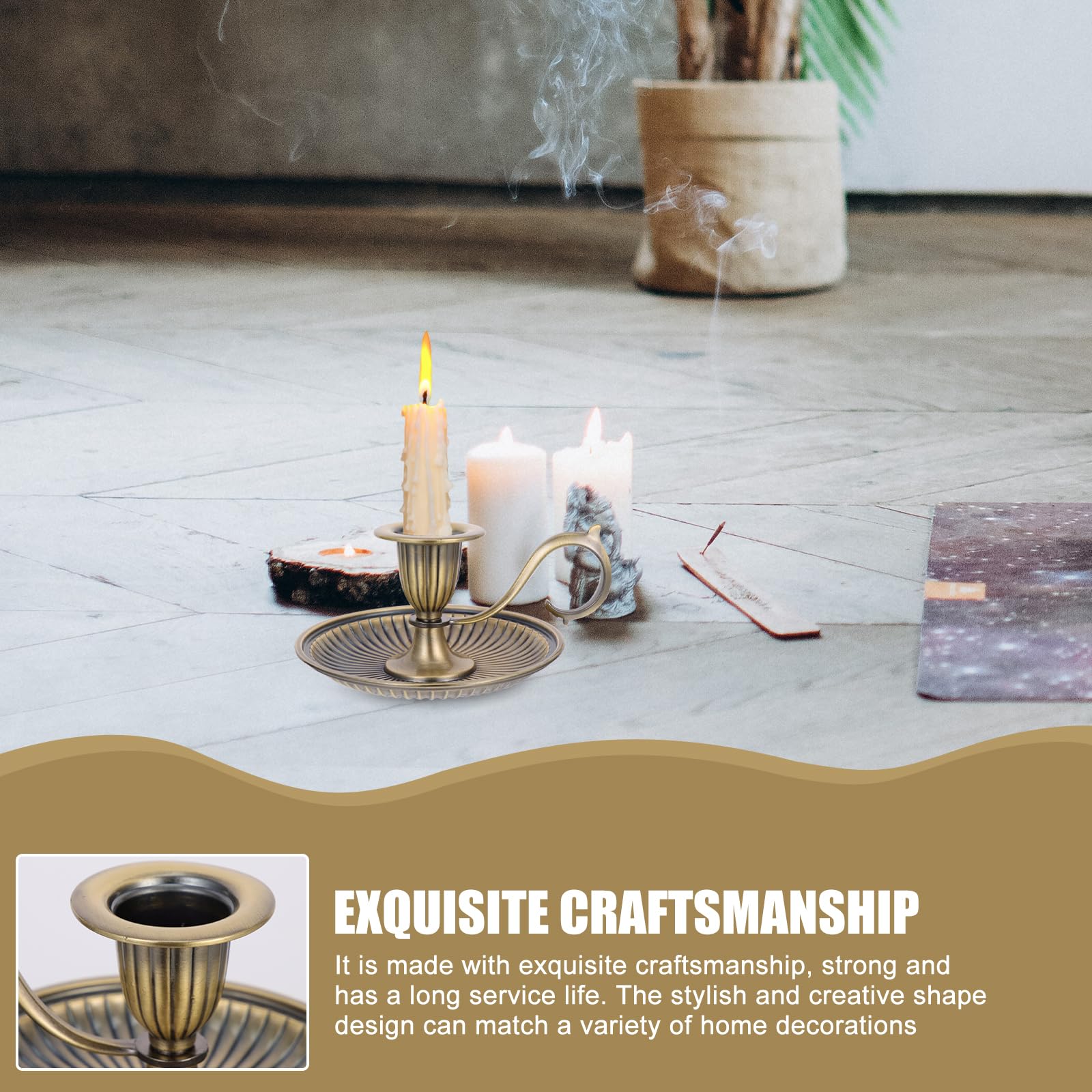 Healifty Portacandele vintage in metallo con maniglia, per matrimoni, feste, casa, bronzatura
