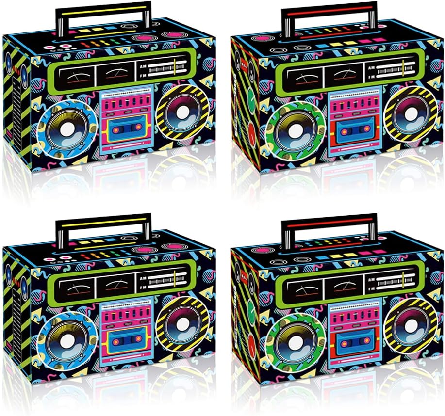 12 Pcs 80s 90s Party Favor Boxes, Novelty Boom Favor Boxes, Boombox