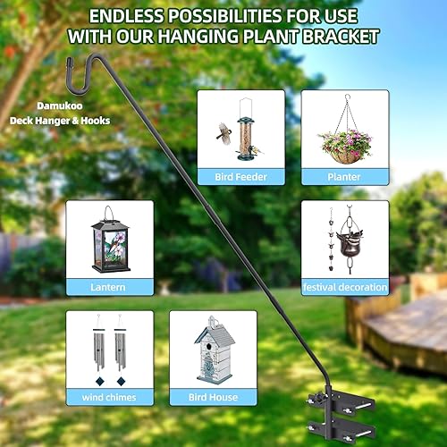 Miniatura 5 de Gancho de cubierta para colgar plantas al aire libre, colgador de comedero de pájaros para barandilla de cubierta, soporte de ganchos de pastores