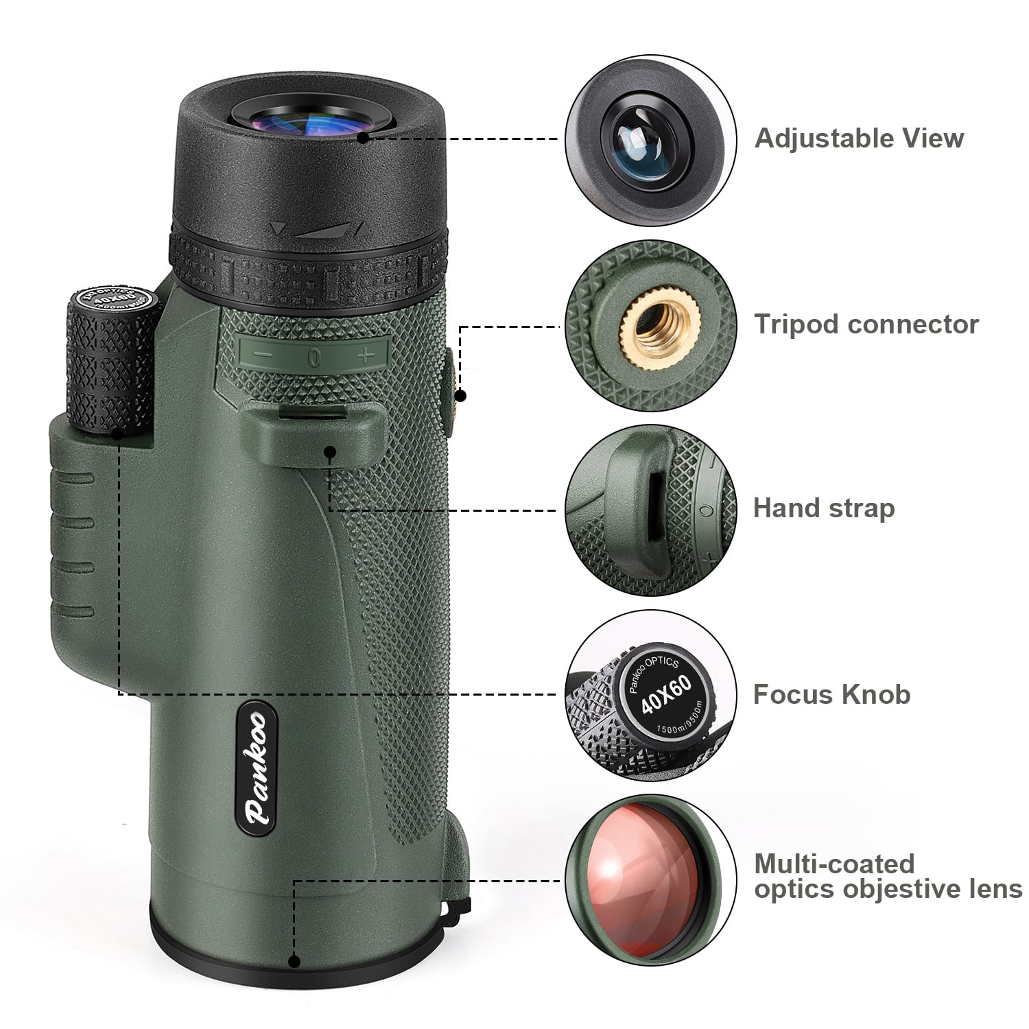 Telescopio monoculare con supporto per smartphone e treppiede aggiornato, 2025 BAK4 Prisma FMC Monoculari per adulti, HD cannocchiale monoculare per bird watching, escursionismo, concerto, campeggio