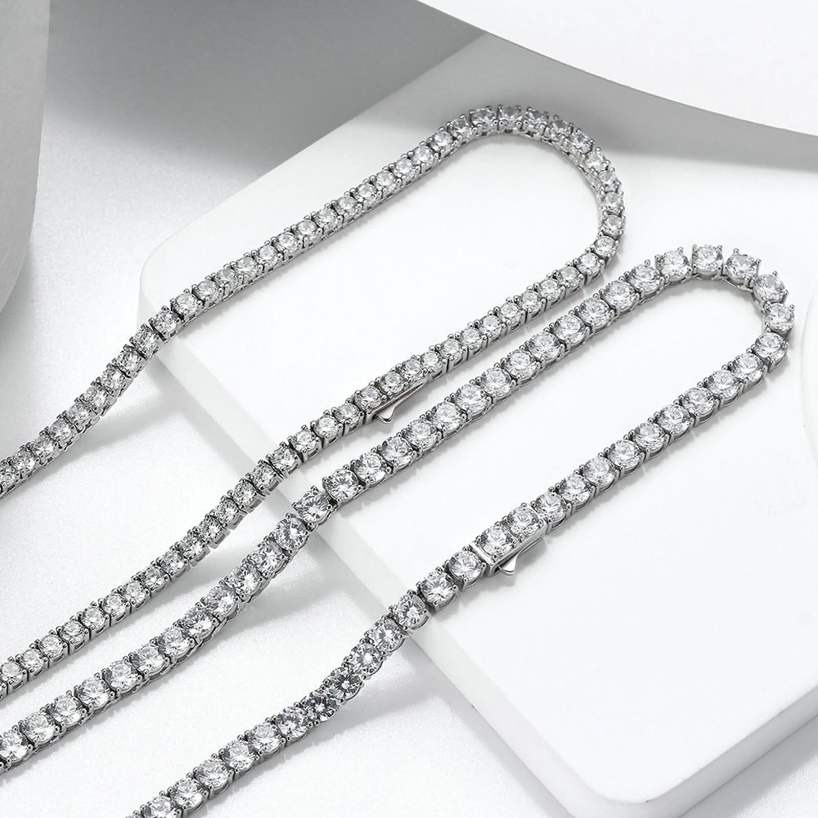 Collane in Argento Donna,Donna Catenella per Collana Argento Sterling 925 Catena da Tennis con Zirconia Cubica Collana Catene Argento