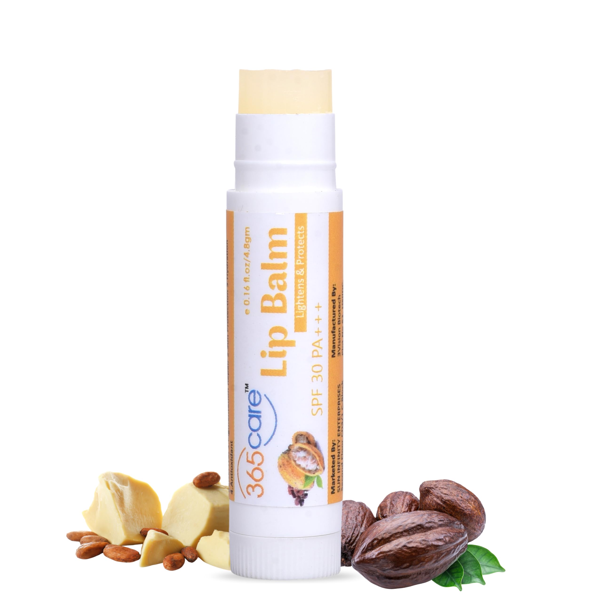 365Care Cocoa Butter Lip Balm for Dark Lips Lightening with SPF 30 PA+++ | Lip Balm for Smokers, Dry & Pigmented Lips | Deep Moisturizing & Sun Protection | For Men & Women | 4.8g (1)