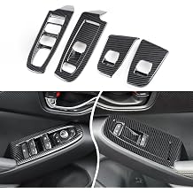 أغطية لوحة مفاتيح النوافذ INTGET 4PCS لعام 2024 2025 2026 ملحقات سوبارو كروسستريك/إمبريزا من ألياف الكربون البلاستيكية غطاء زر مفتاح التحكم في النوافذ 4 قطع