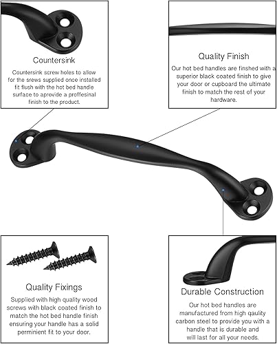 Miniatura 3 de BJBJJIU 4 tiradores de puerta corrediza de granero, manijas negras para puerta de garaje, manijas de hierro fundido de 5 pulgadas, manijas para