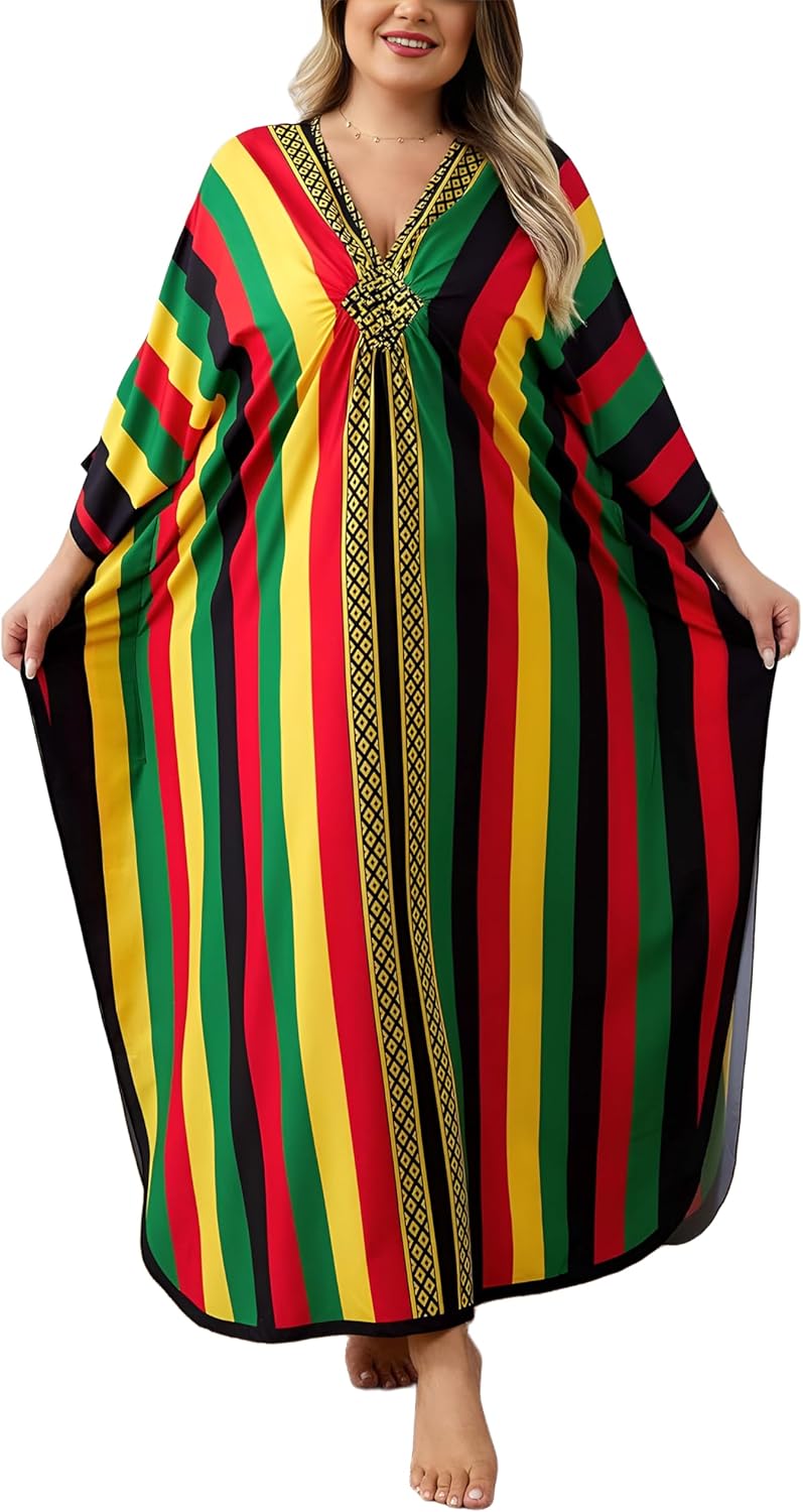 Kaftan Dress for Women - Plus Size Caftan Maxi Beach Dress Moo Moos Loungewear, Swimsuit Cover Up for Beach, Pool or Vacation