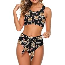 Womens 2 Piece Swimsuit Summer Bikini Set Sporty Swimwear Scoop Neck Bathing Suit
