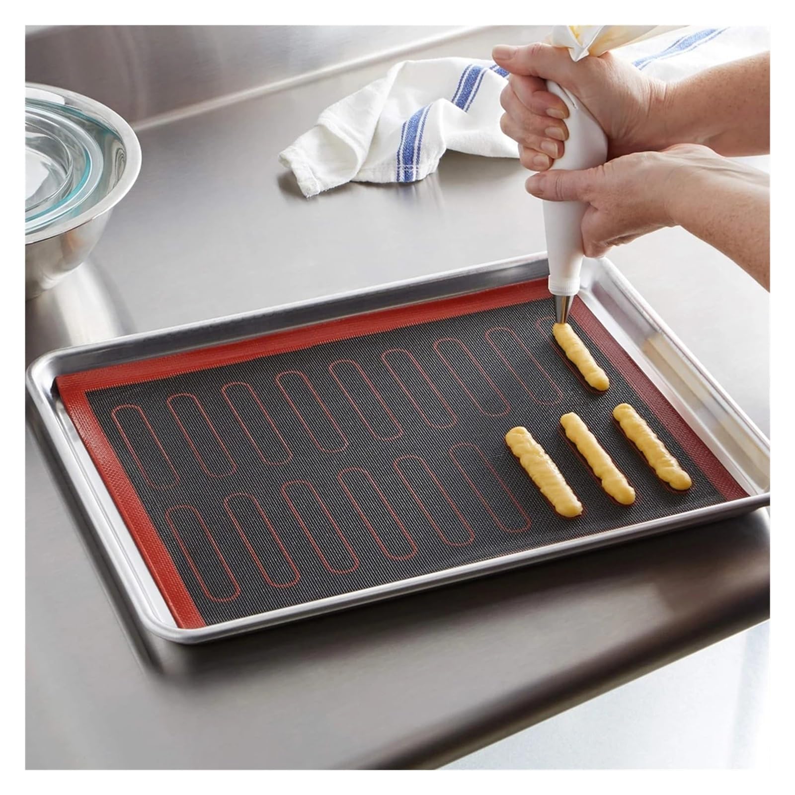 Wiederverwendbare perforierte Silikon-Backmatte, 2 Seiten, antihaftbeschichtete Ofeneinlage for Kekse(KT-004,2Pcs)
