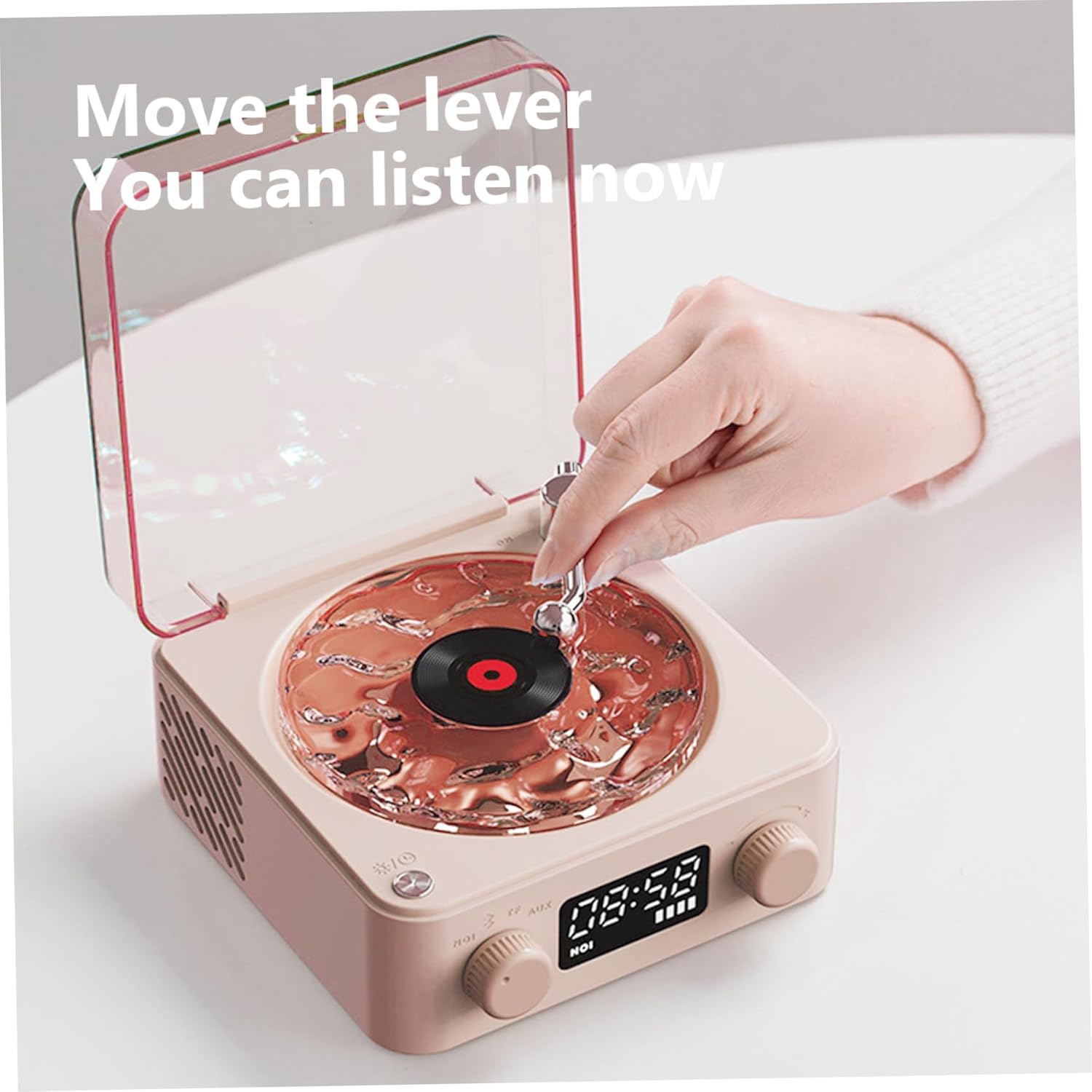 The Waves Vinyl Player with 4 Playback Modes, Wireless Vinyl Record Player with Ambient Light, Quality Sound, Smart Control, Tonearm, Vintage Record Player for Gift Vinyl Player Vintage Record Player