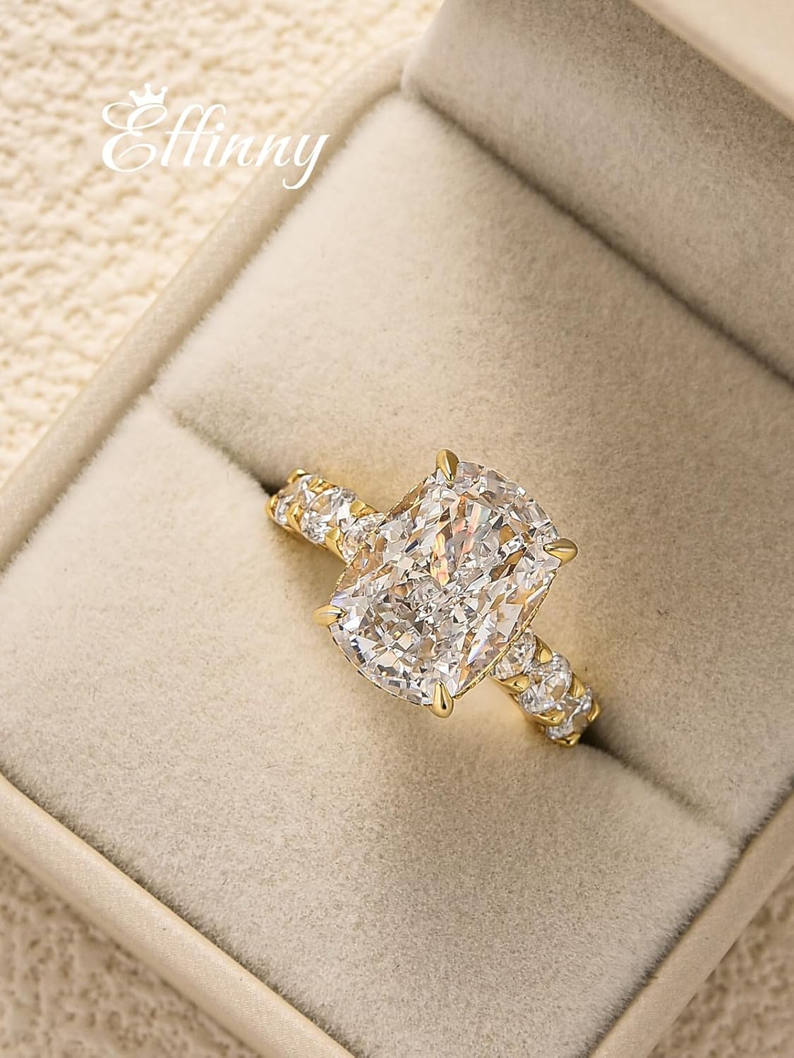 4.0/9.0ct Crushed Ice Elongated Cushion Cut Engagement Ring for Women,925 Sterling Silver Simulated Diamond Promise Ring for Wedding,Daily,Travel,Party - Image 5