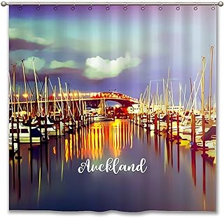 Auckland USA City Fabric Shower Curtain 72 Inch Cozy Auckland Landmark Visitor Souvenir Shower Curtain Sets Water Resistant for Bathroom Decorations Friends Gifts
