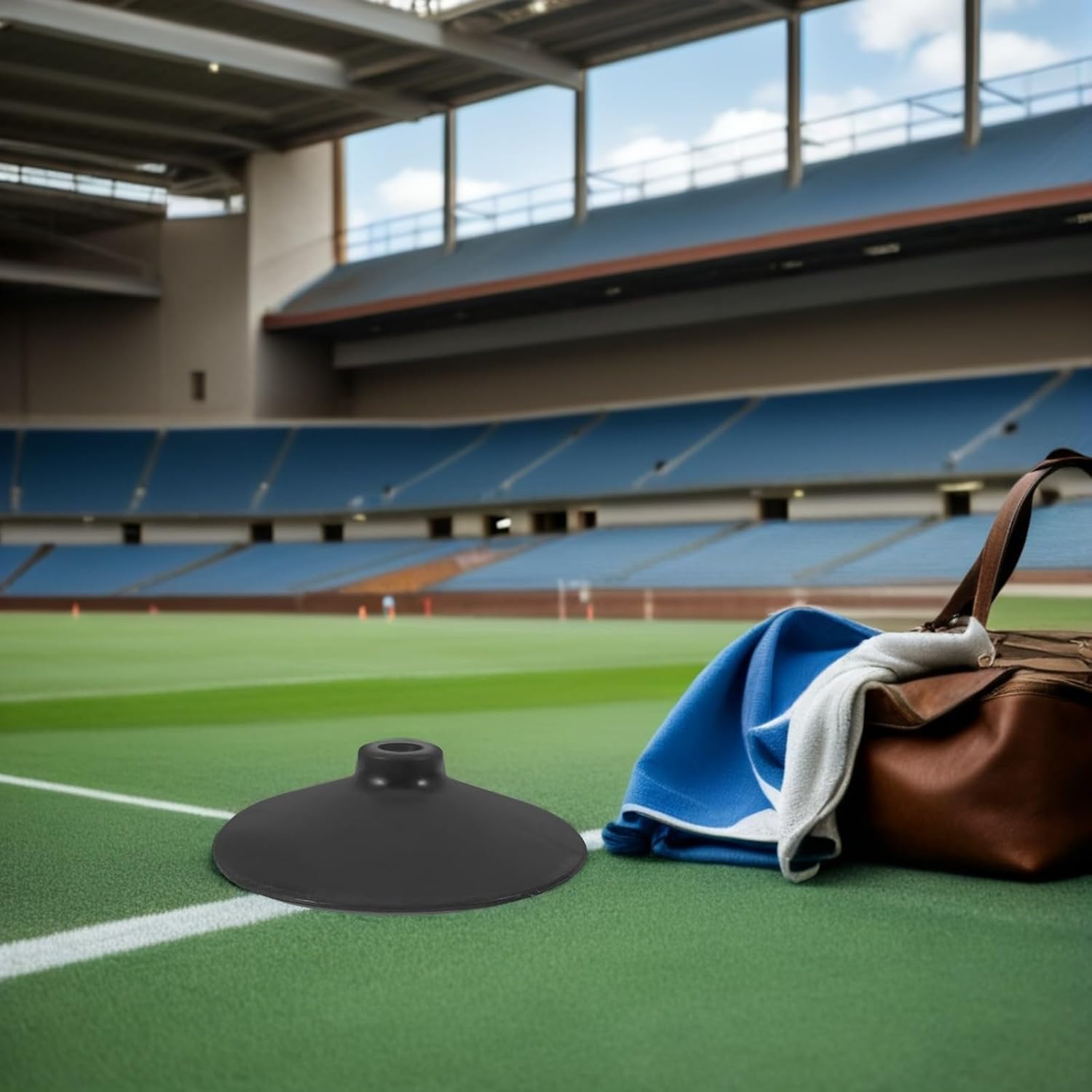 Beavorty Training Pole Support 8.3 Inch Rubber Weighted Base 1kg Black | Agility Base Holder for Football Practice, Portable Nonskid Design, Suitable for Basketball Pole Indoor Use