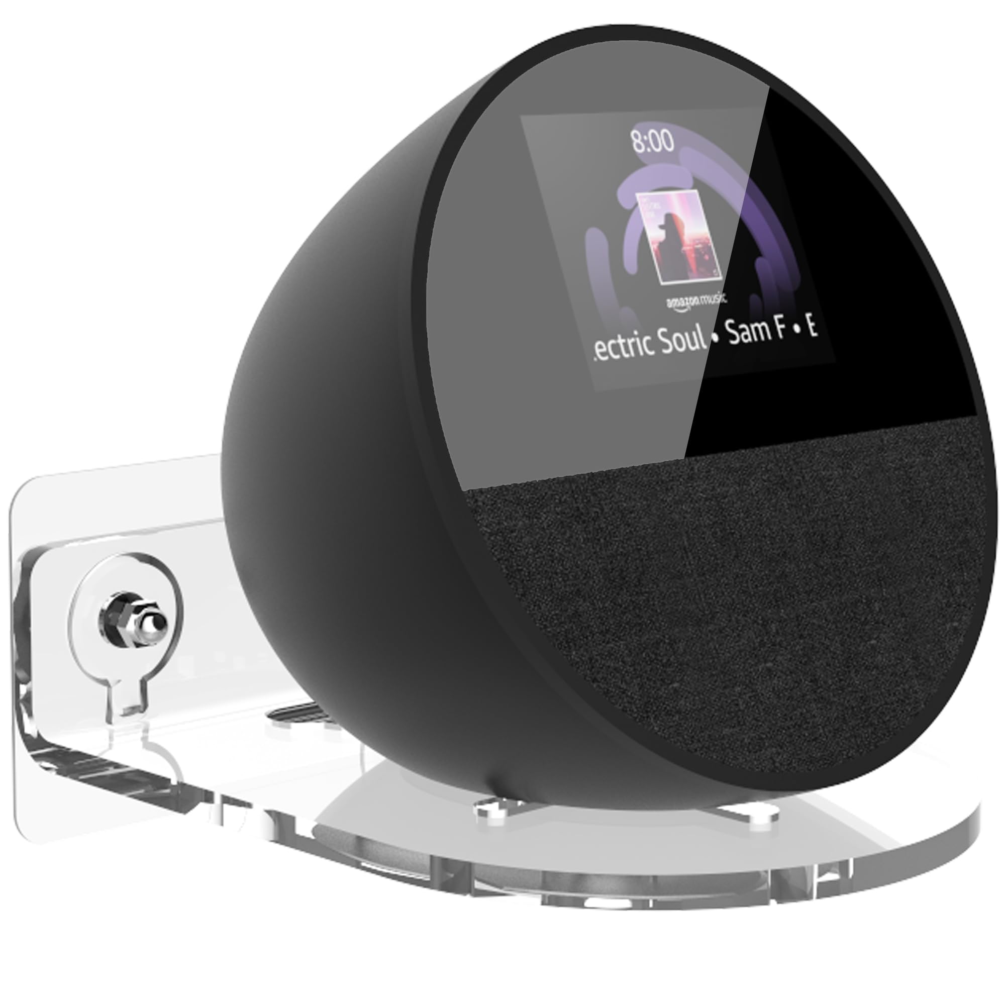 Supporto Da Parete Universale Per Altoparlanti – Acrilico Trasparente – Per Echo Spot, Echo Pop, Sonos Era 100, HomePod Mini – Staffa Salvaspazio Con Gestione Cavi