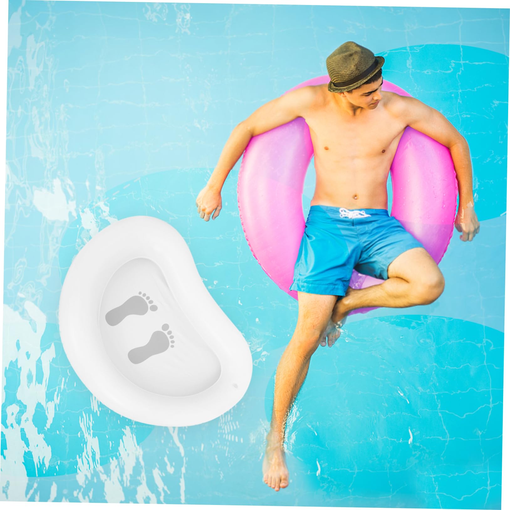 Lavapiés Plegable de Pvc Blanco para Piscina, Uso Doméstico