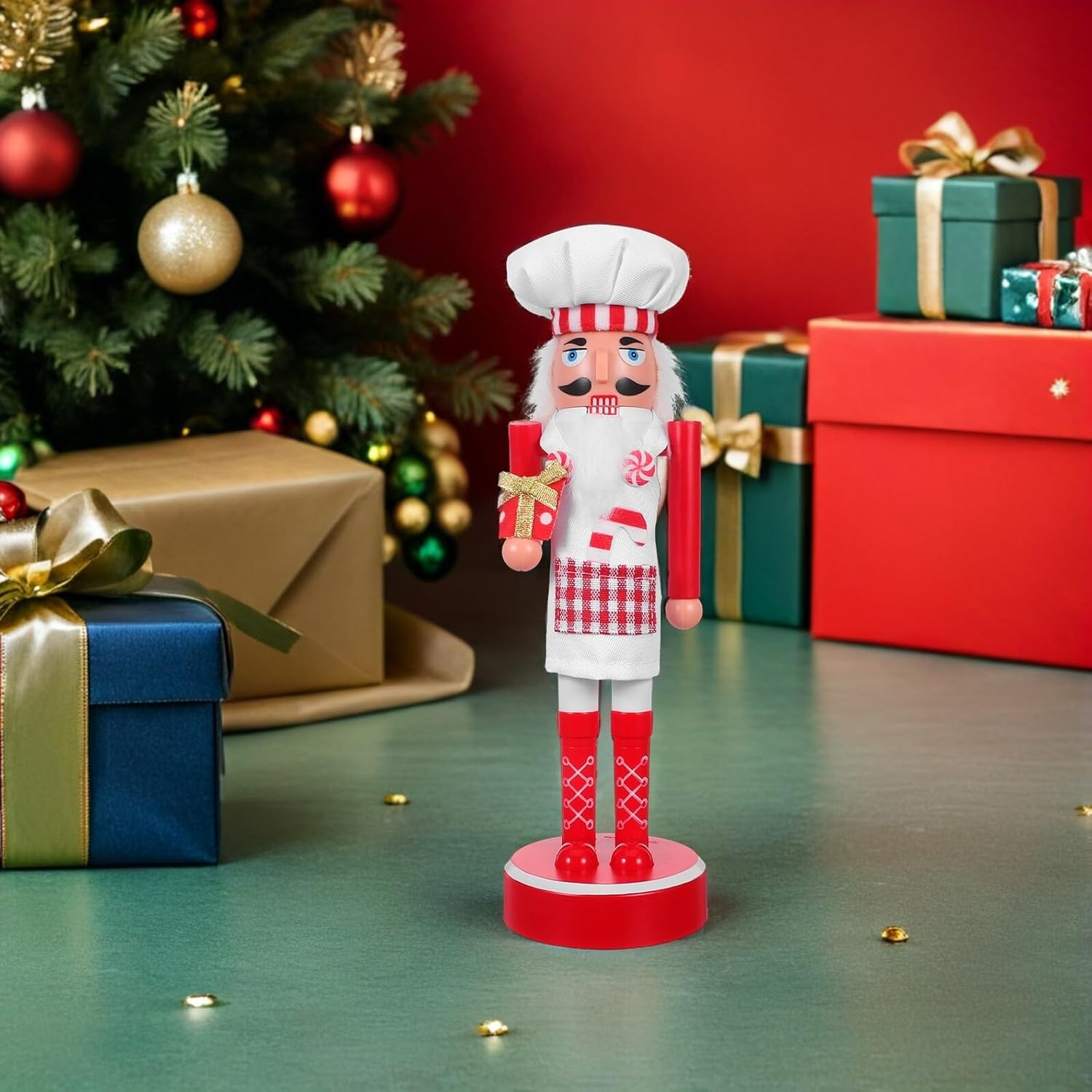 Christmas Lighted Nutcracker Plastic Figurine Nutcracker Soldier Puppet Decor Tabletop Centerpiece Holiday Mantel Decoration