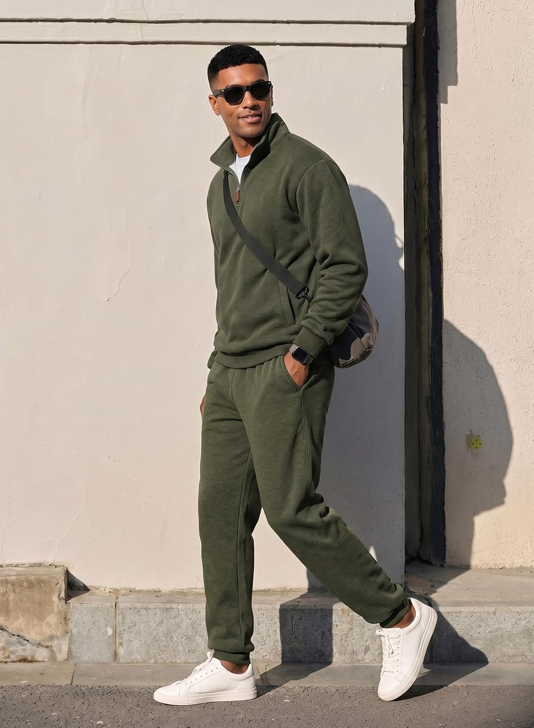 JMIERR Mens Sweatsuit 2 Piece 1/4 Zip Pullover Tracksuit