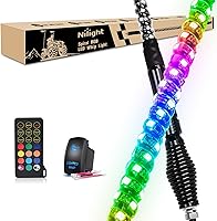 Vista 21 de Nilight Luz LED para látigo, 1 antena COB RGB de 2 pies con base de resorte, aplicación Bluetooth y control remoto, patrones de persecución