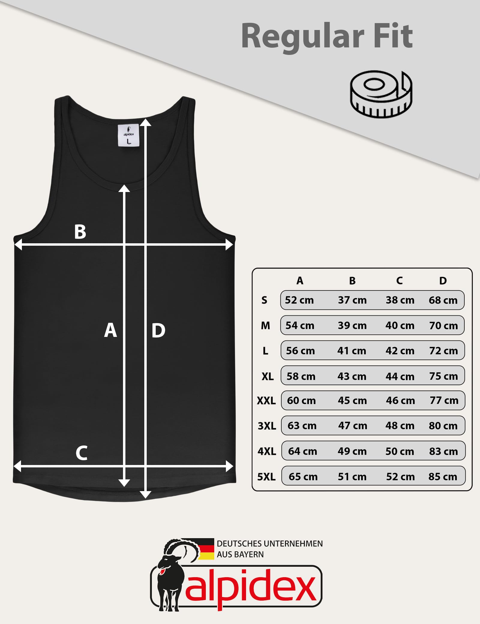 ALPIDEX Herren Classic Unterhemd 5er Set Männer Tank Top 100% Baumwolle Basic Feinripp Ärmellos Shirt Weiß Schwarz