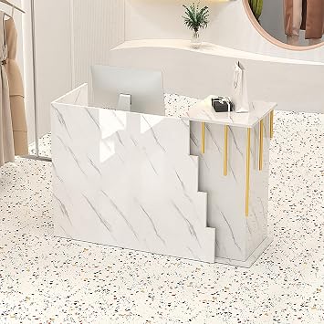 Modern Reception Desk Front Desk Cashier Desk With Lockable Drawers Retail Checkout Bar Table Reception Counter For Clothing Store, Lobby, Salon, Office, Reception AreaColorB,Size100x45x90cm