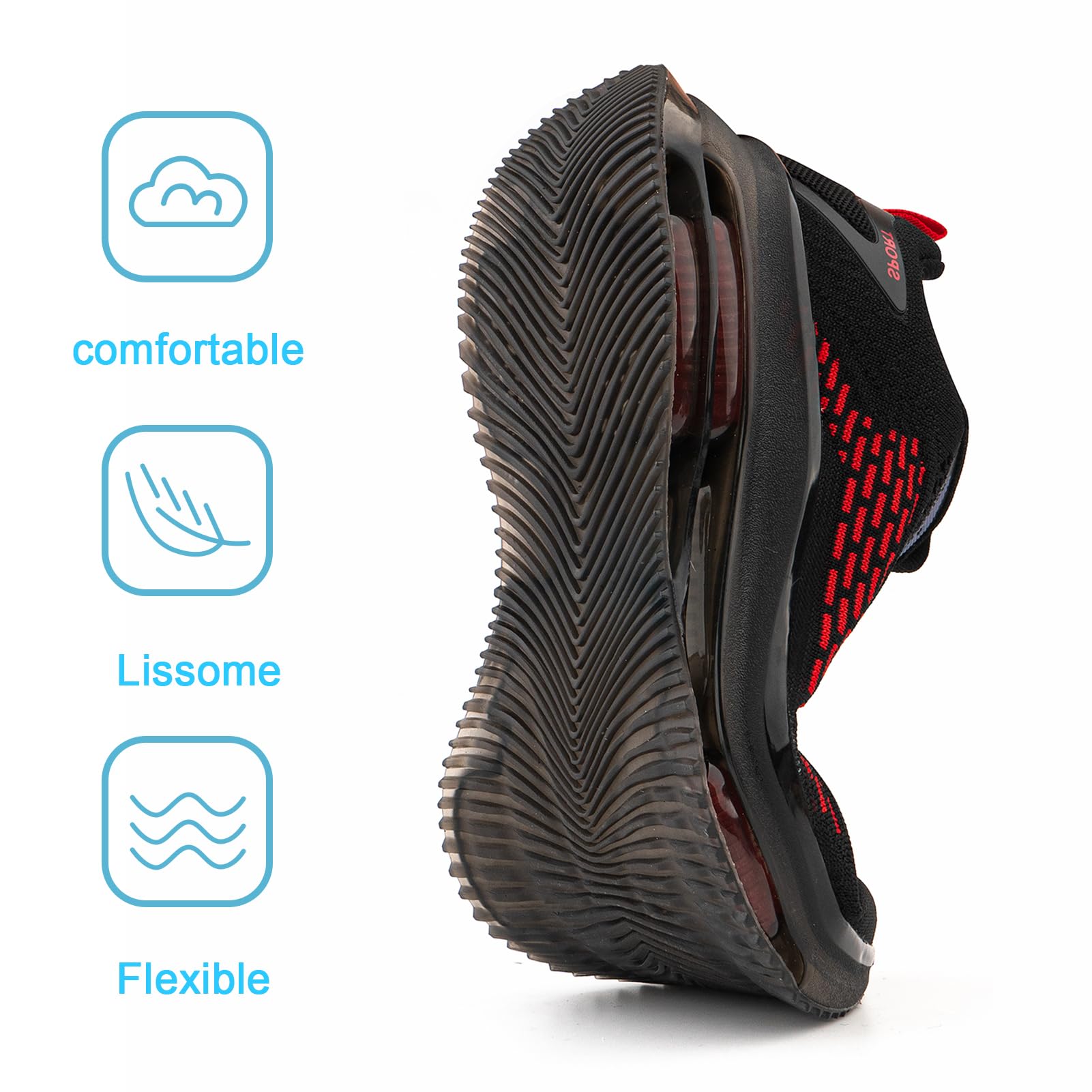 Scarpe Running Uomo Scarpe Sportive Corsa Ginnastica Palestra Sneakers Cuscino d'Aria Traspirante Mesh Antiscivolo Nero Blu Nero e Rosso 39-48